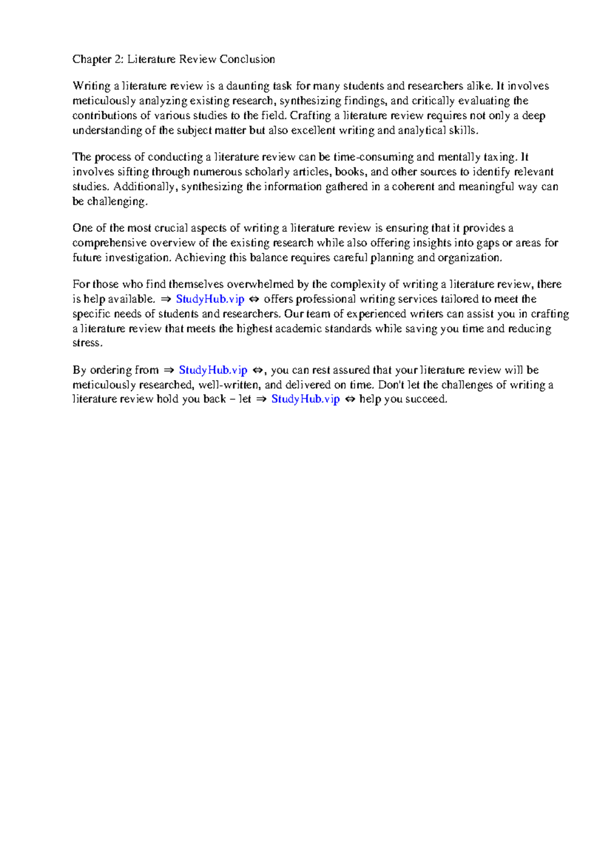 Chapter 2 Literature Review Conclusion - Chapter 2: Literature Review ...