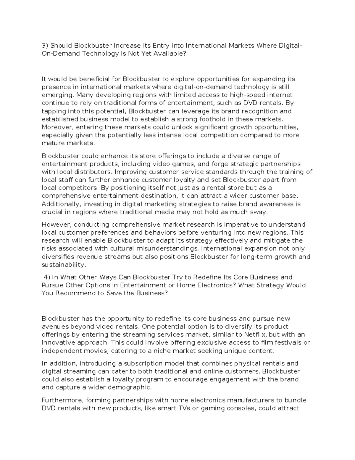 Ch 4 Case Study - ada - Should Blockbuster Increase Its Entry into ...