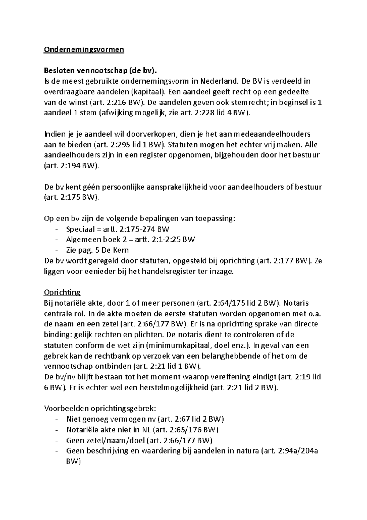 Samenvatting - Compleet - Week 1 T/m 6 | Ondernemingsrecht ...