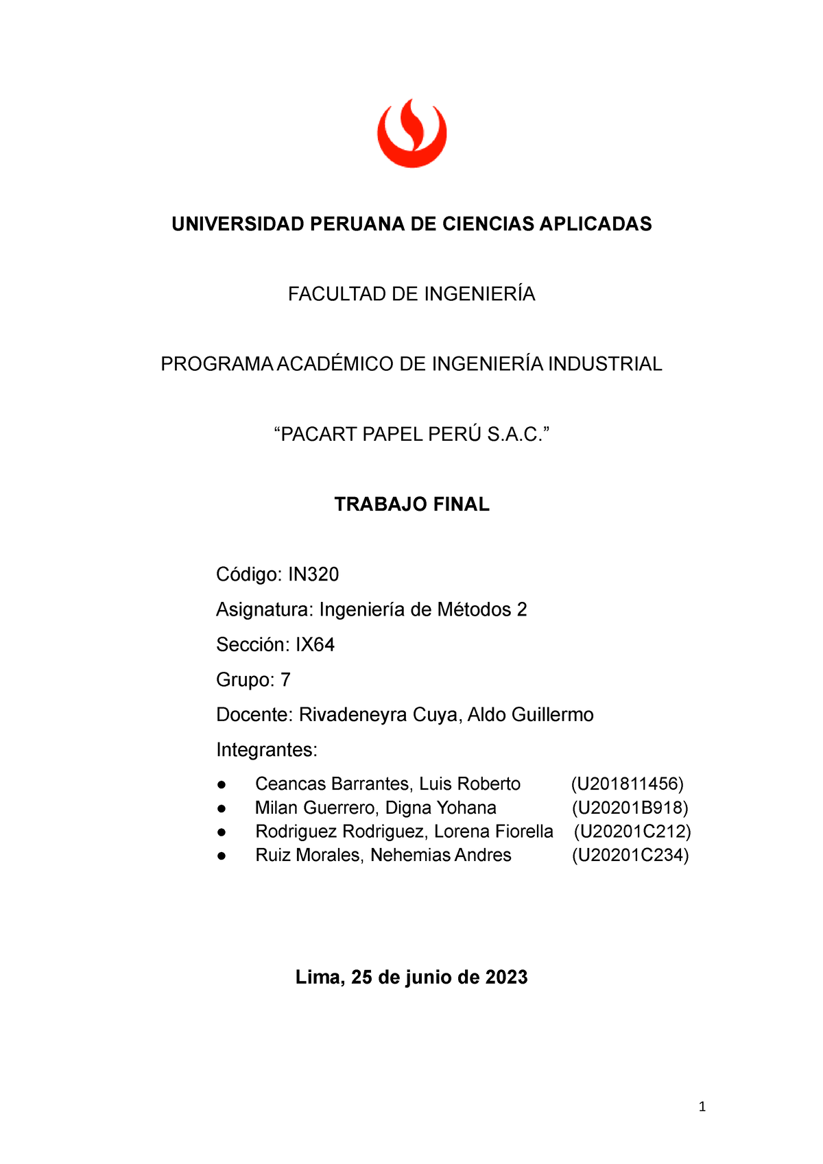 Trabajo Final - Métodos 2 - Universidad Peruana De Ciencias Aplicadas 