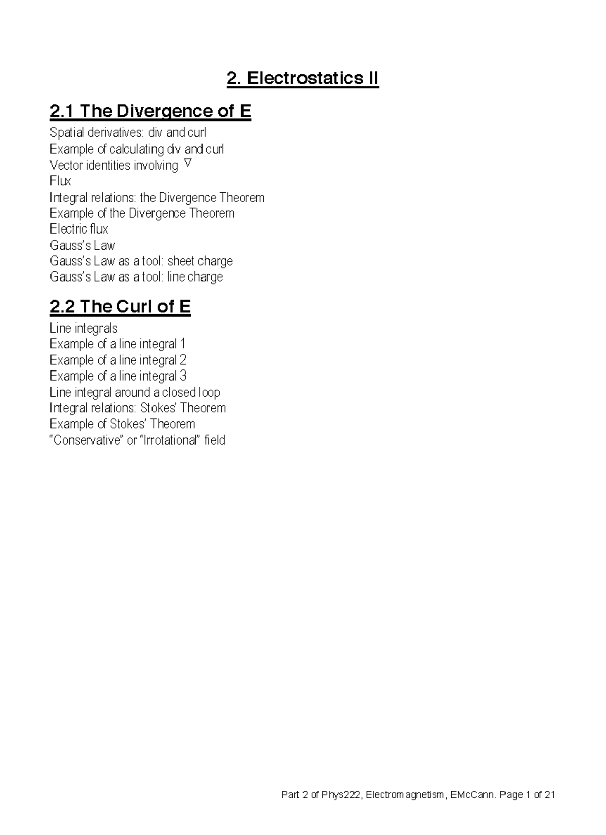 Part2 2 Electrostatics Ii 2 1 The Divergence Of E S Patial Studocu