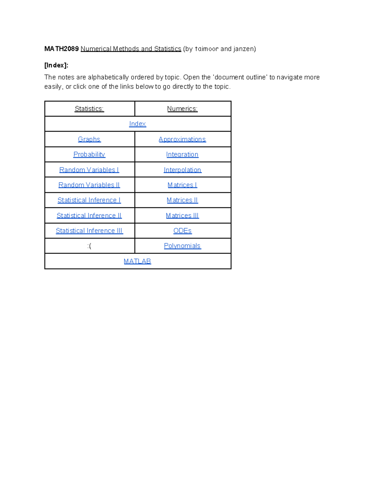 Math2089 2 summary numerical methods and statistics math2089