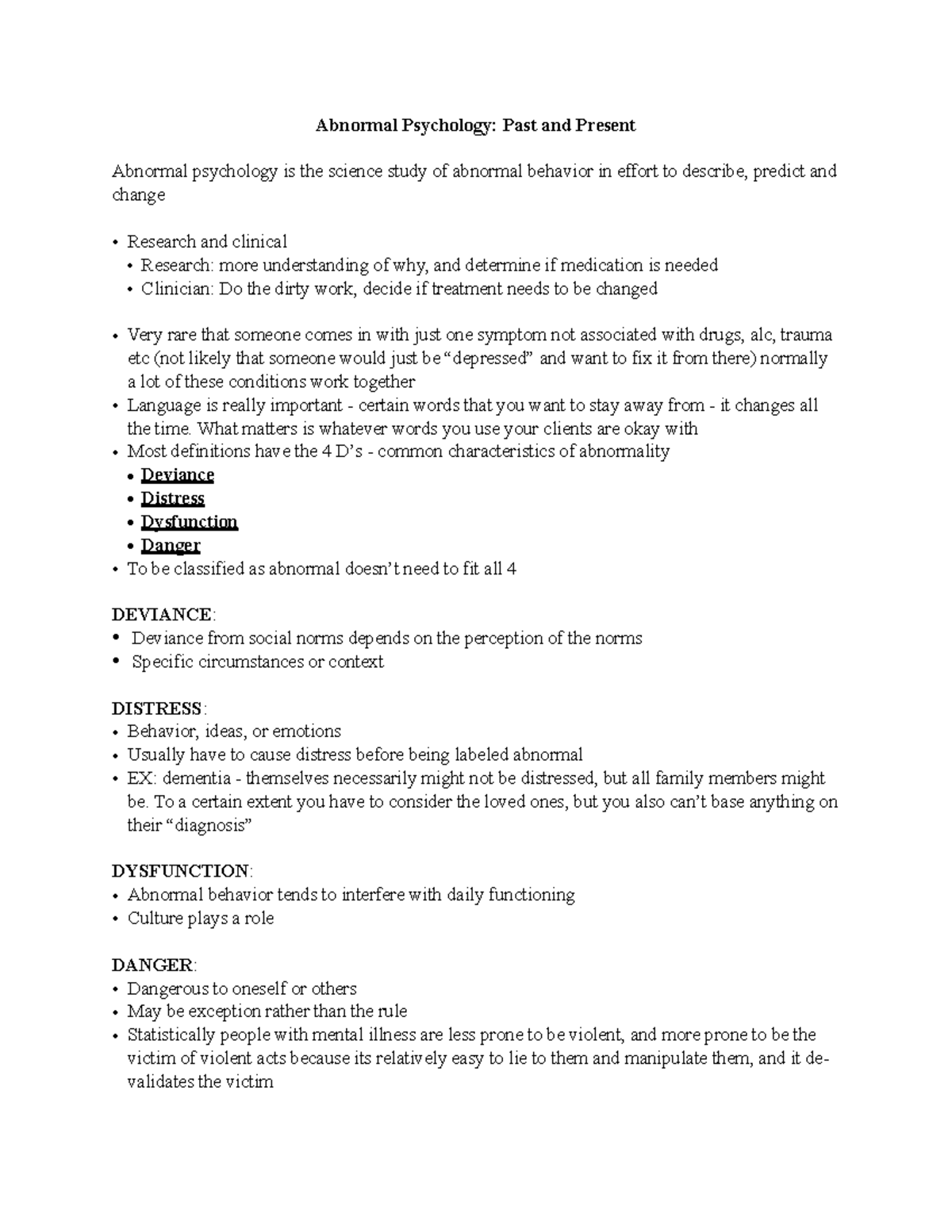 Abnormal psych past and present chp 1 Abnormal Psychology Past and Present Abnormal