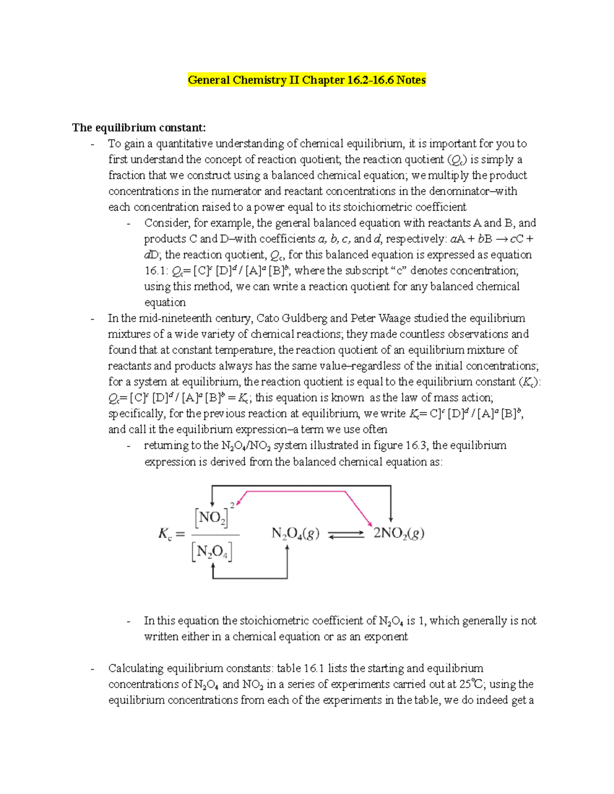 General Chemistry II Chapter 16.2-16.6 Notes - General Chemistry II ...