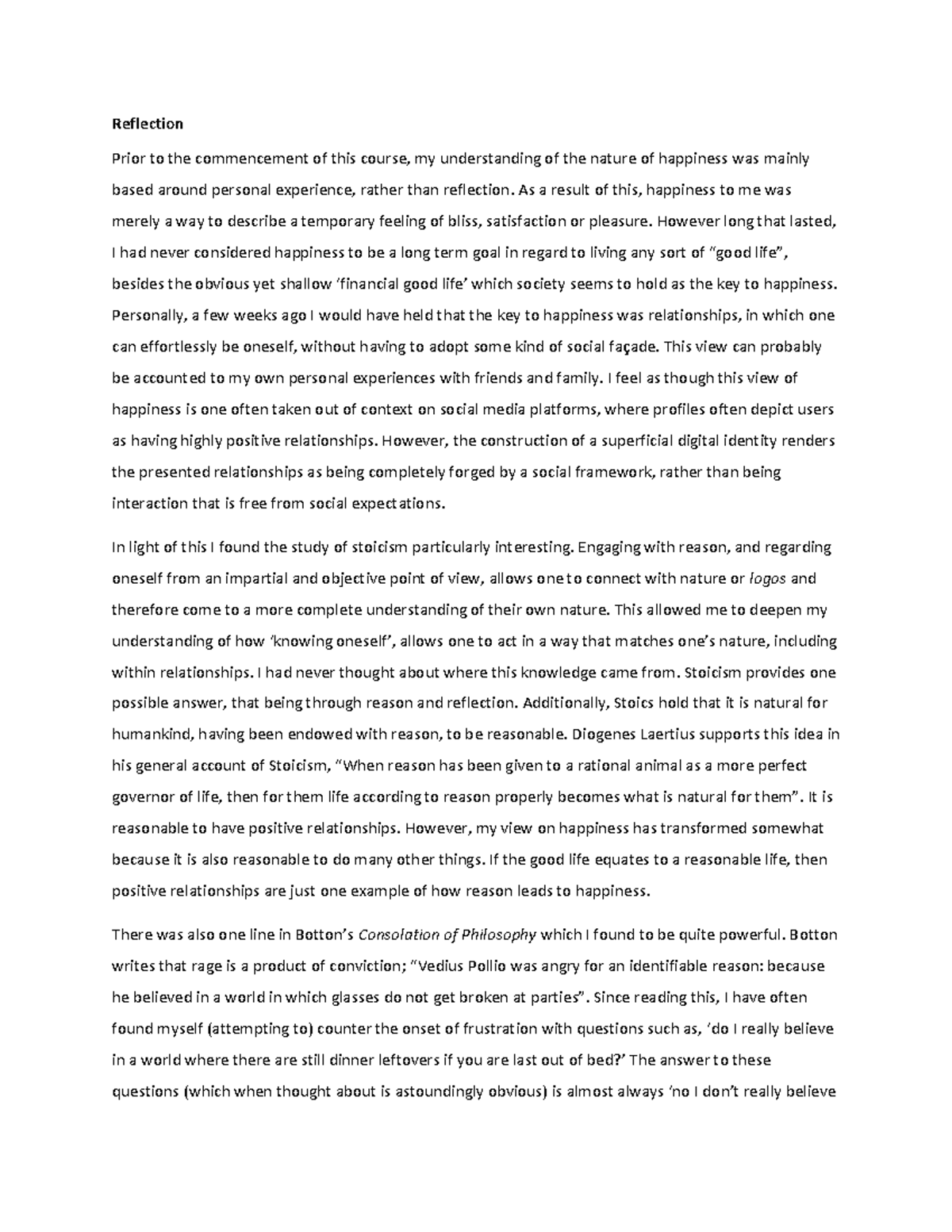 Philosophy 132 Reflection Example - PHIL132 - MQ - Studocu