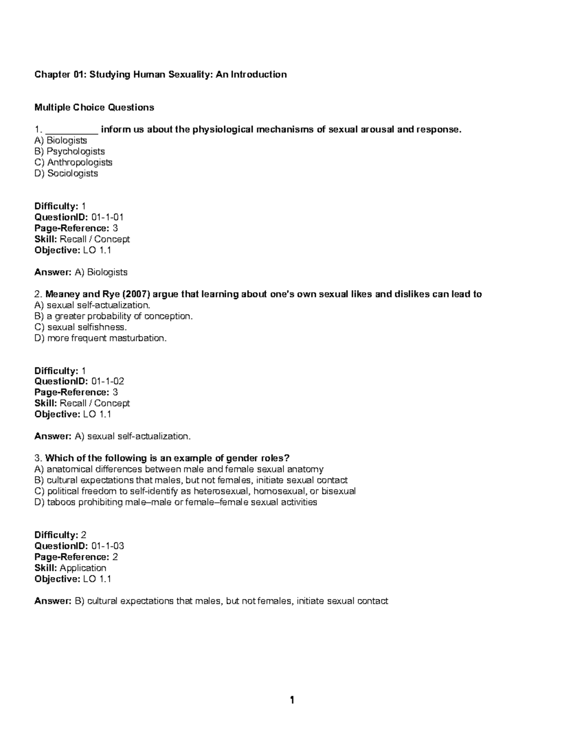 Chapter 01 Studying Human Sexuality An Introduction - ! Chapter 01 ...