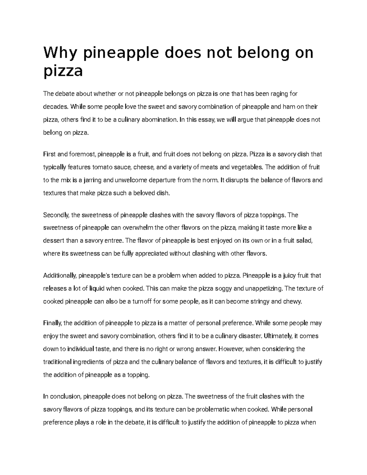 Why pineapple does not belong on pizza Why pineapple does not belong
