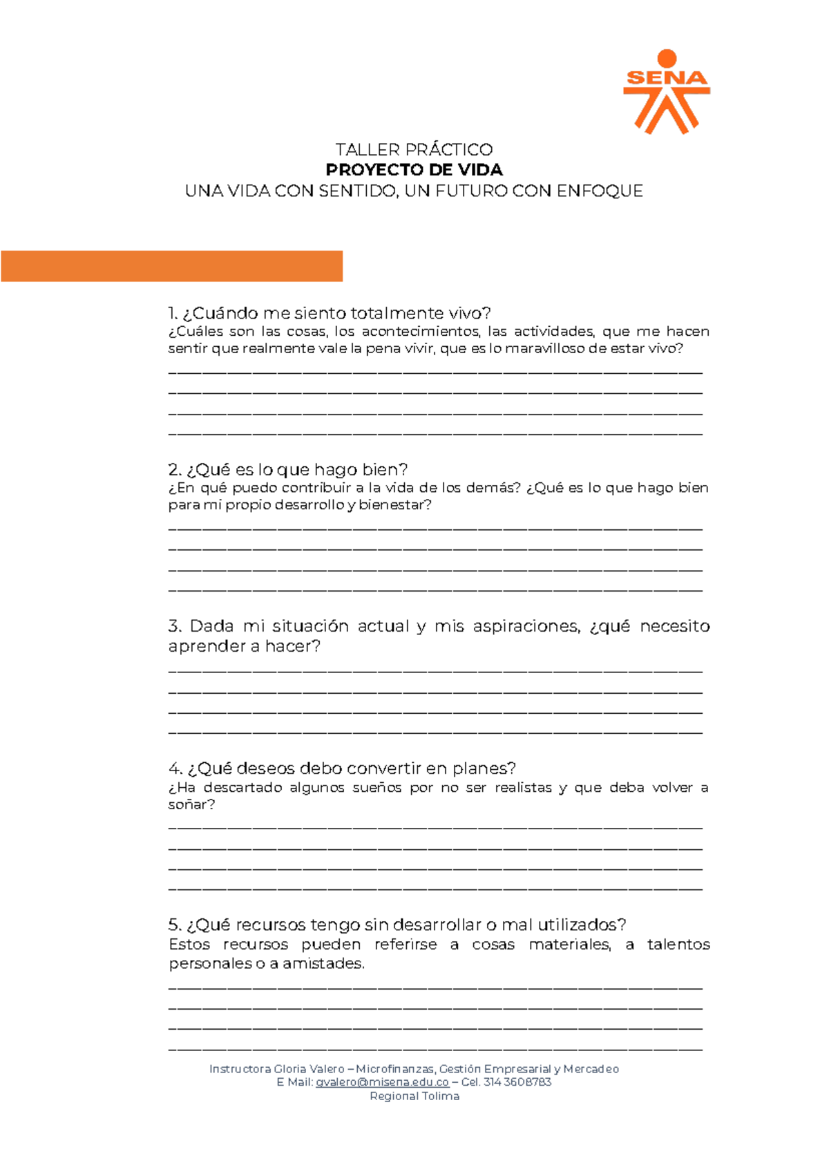 9 - util - TALLER PRÁCTICO PROYECTO DE VIDA UNA VIDA CON SENTIDO, UN ...