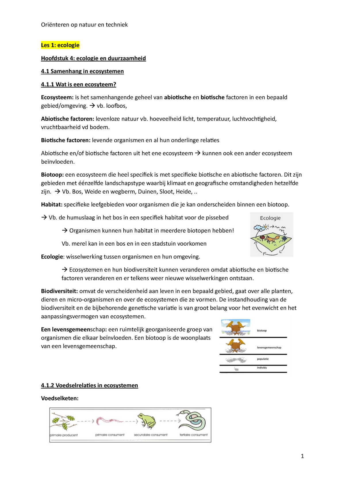 Oriënteren Op Natuur En Techniek Kelly Les 1 Ecologie Hoofdstuk 4 Ecologie En Duurzaamheid 9511
