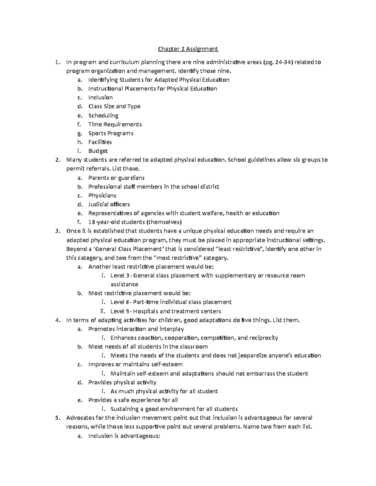Assignment 2 BF - c hapter 2 - Chapter 2 Assignment In program and ...