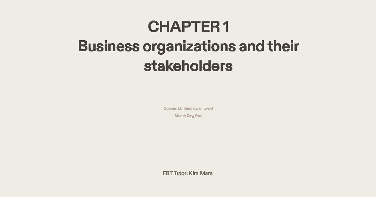 Chapter 1 Business Organization - CHAPTER 1 Business organizations and ...