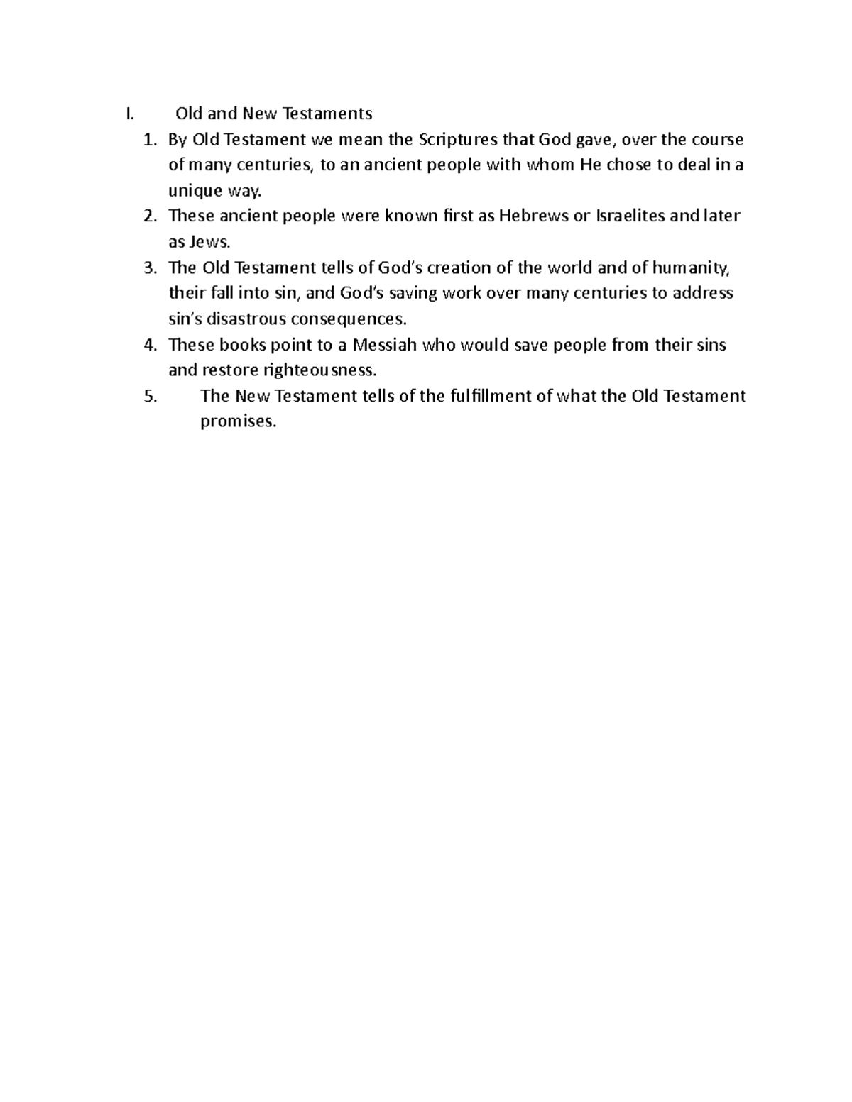 NT. 1 - Lecture Notes on New Testament chapter 1 - I. Old and New ...