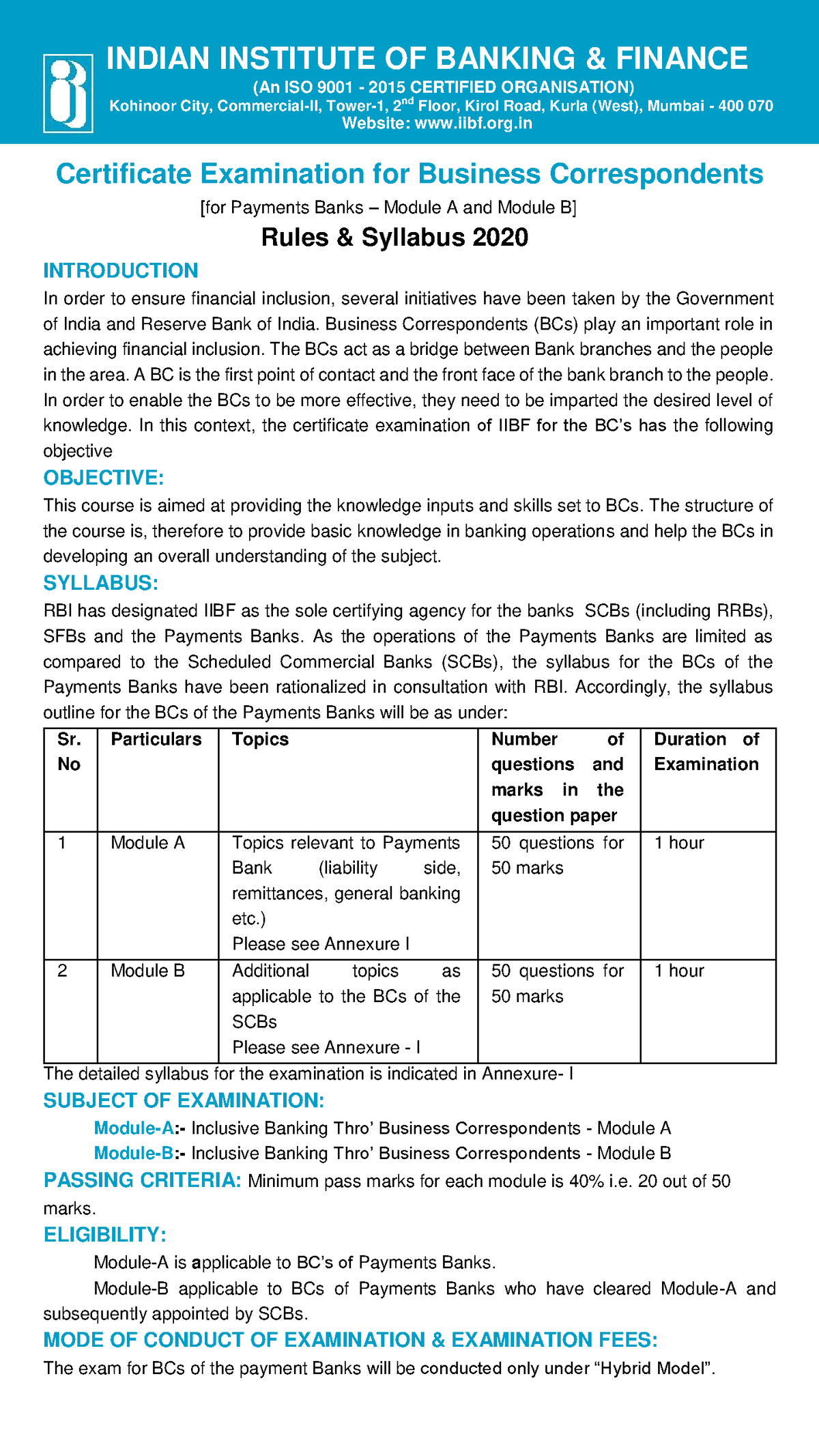 101BCBF-PB210718 - INDIAN INSTITUTE OF BANKING & FINANCE (An ISO 9001 ...