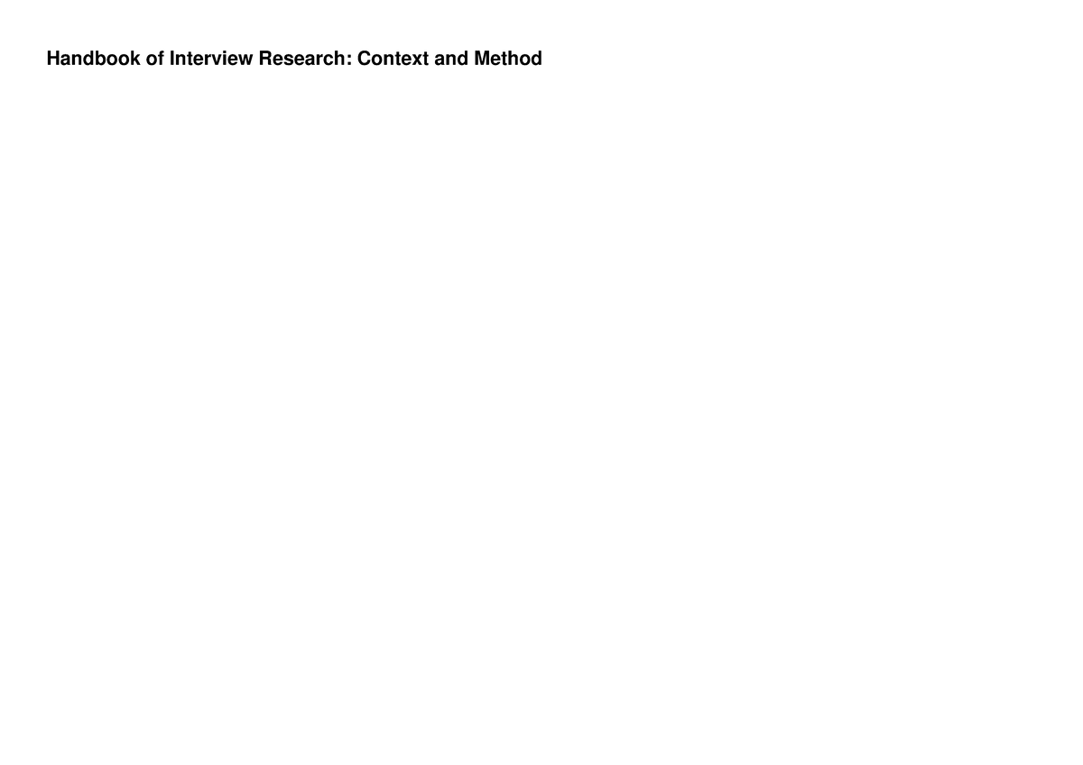 handbook of interview research context and method