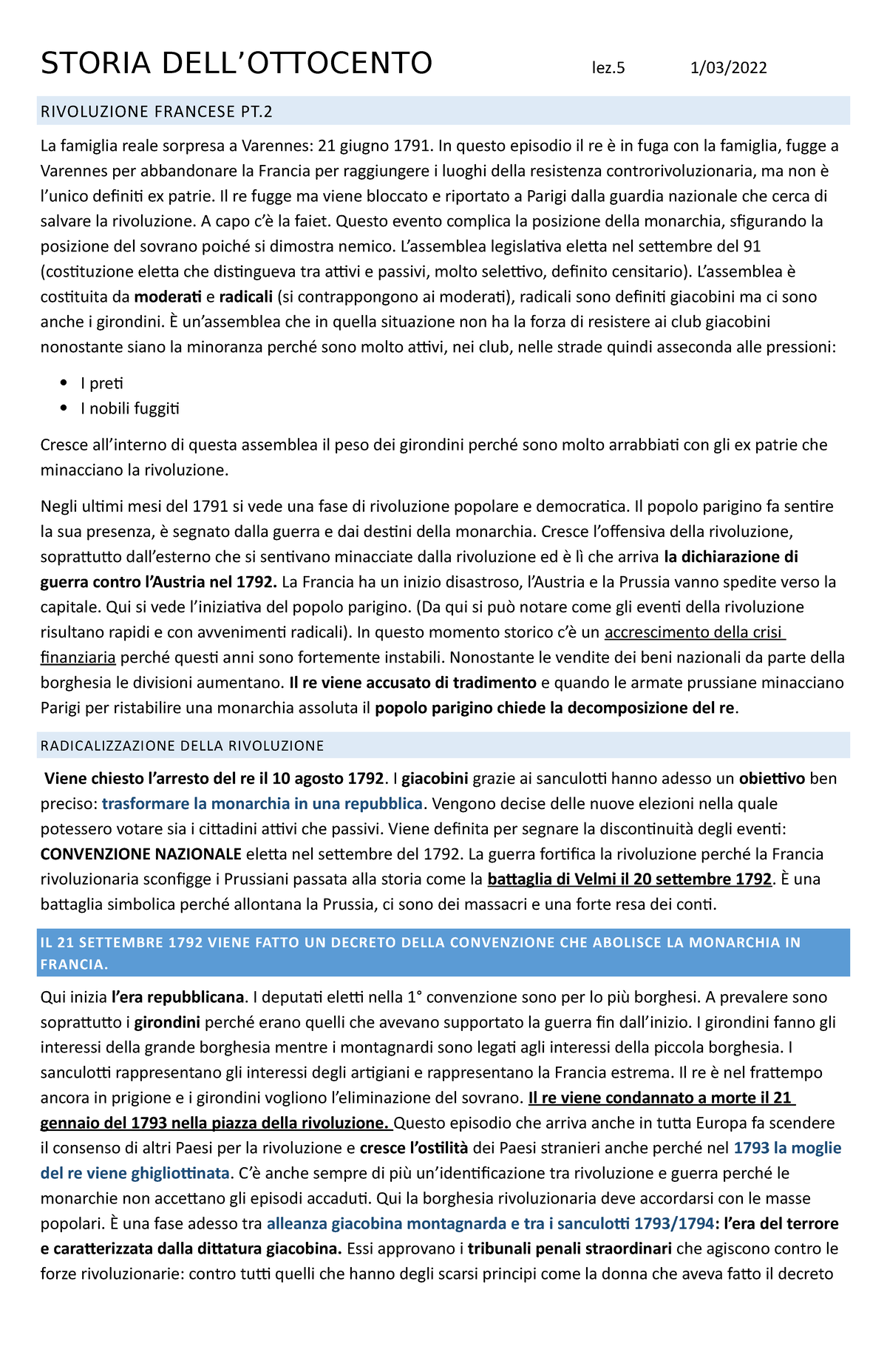 Lez. 5 e 6 con dario tomasi STORIA DELL’OTTOCENTO lez 1/03/ RIVOLUZIONE FRANCESE PT. La Lez. 5 e 6 con dario tomasi STORIA DELL’OTTOCENTO lez 1/03/ RIVOLUZIONE FRANCESE PT. La