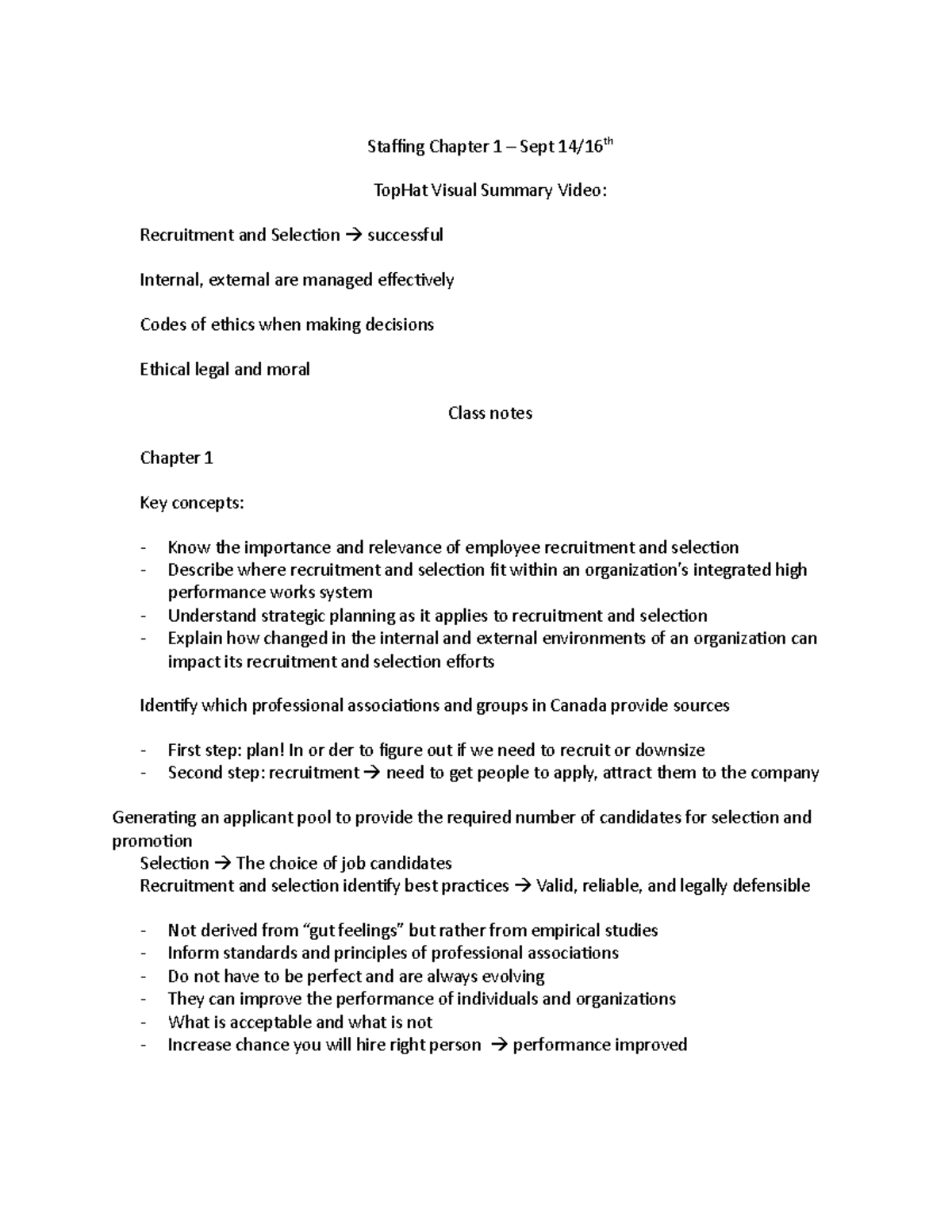 Staffing Chapter 1 lecture - Staffing Chapter 1 – Sept 14/16th TopHat ...