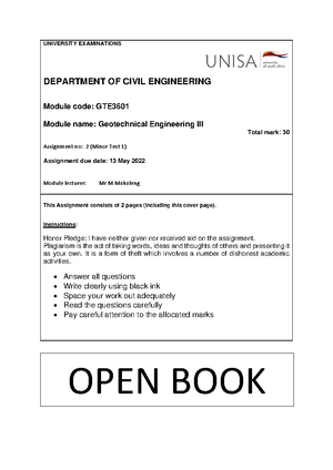 GEE2601 Majortest 2PREP 220531 093624 - GTE2601 - Studocu