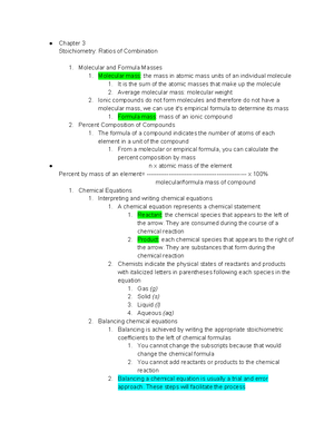 Chapter 3 Notes - CHE 201 - TCNJ - Studocu