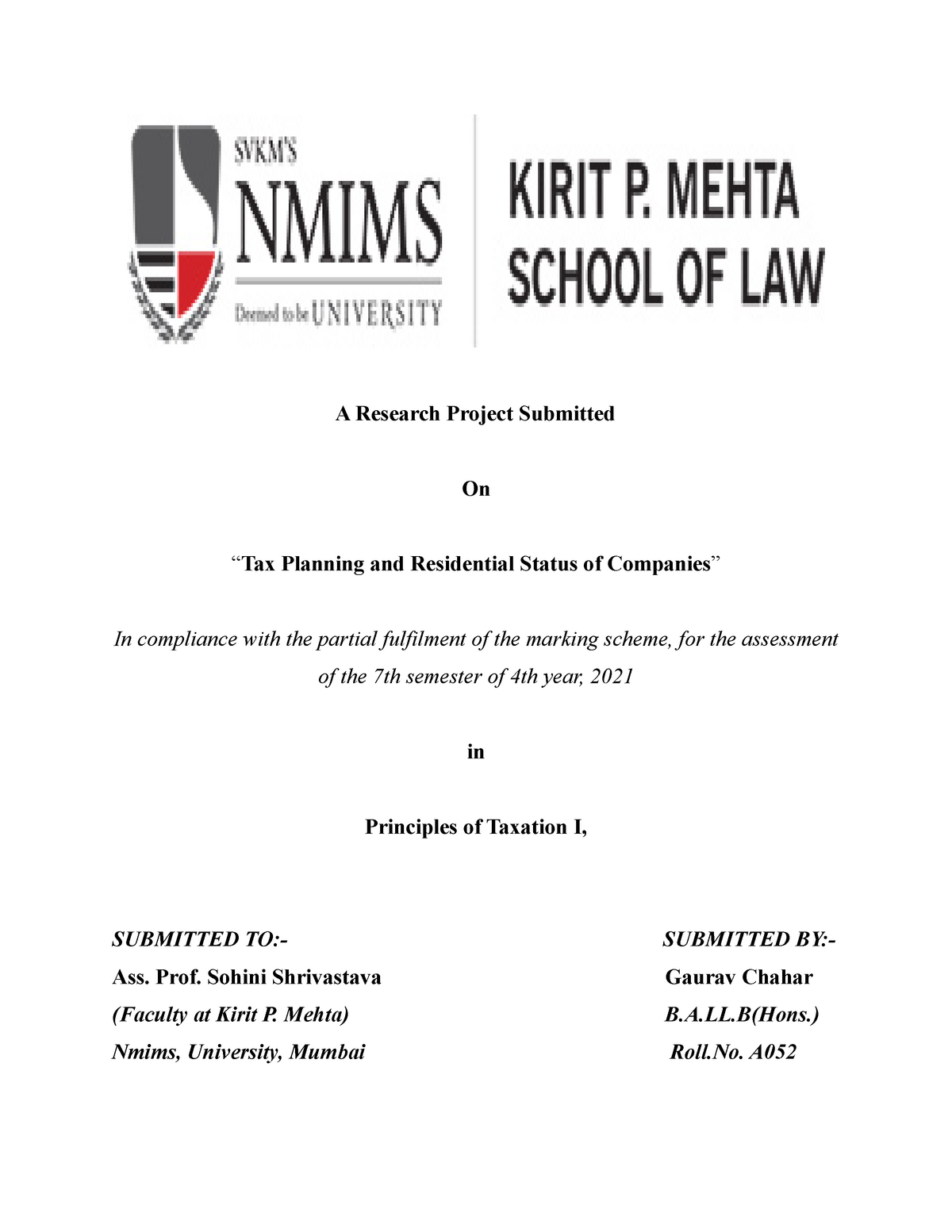 case study on tax planning in india