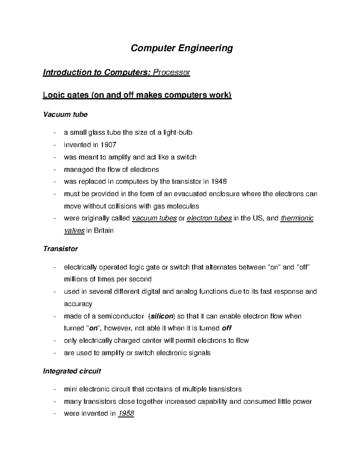 Introduction to Computers: Processor - Computer Engineering ...