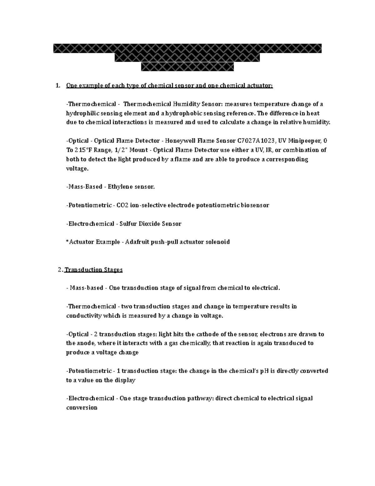 ELEE 4230 Chemical Sensor and Actuator Notes One example of each type