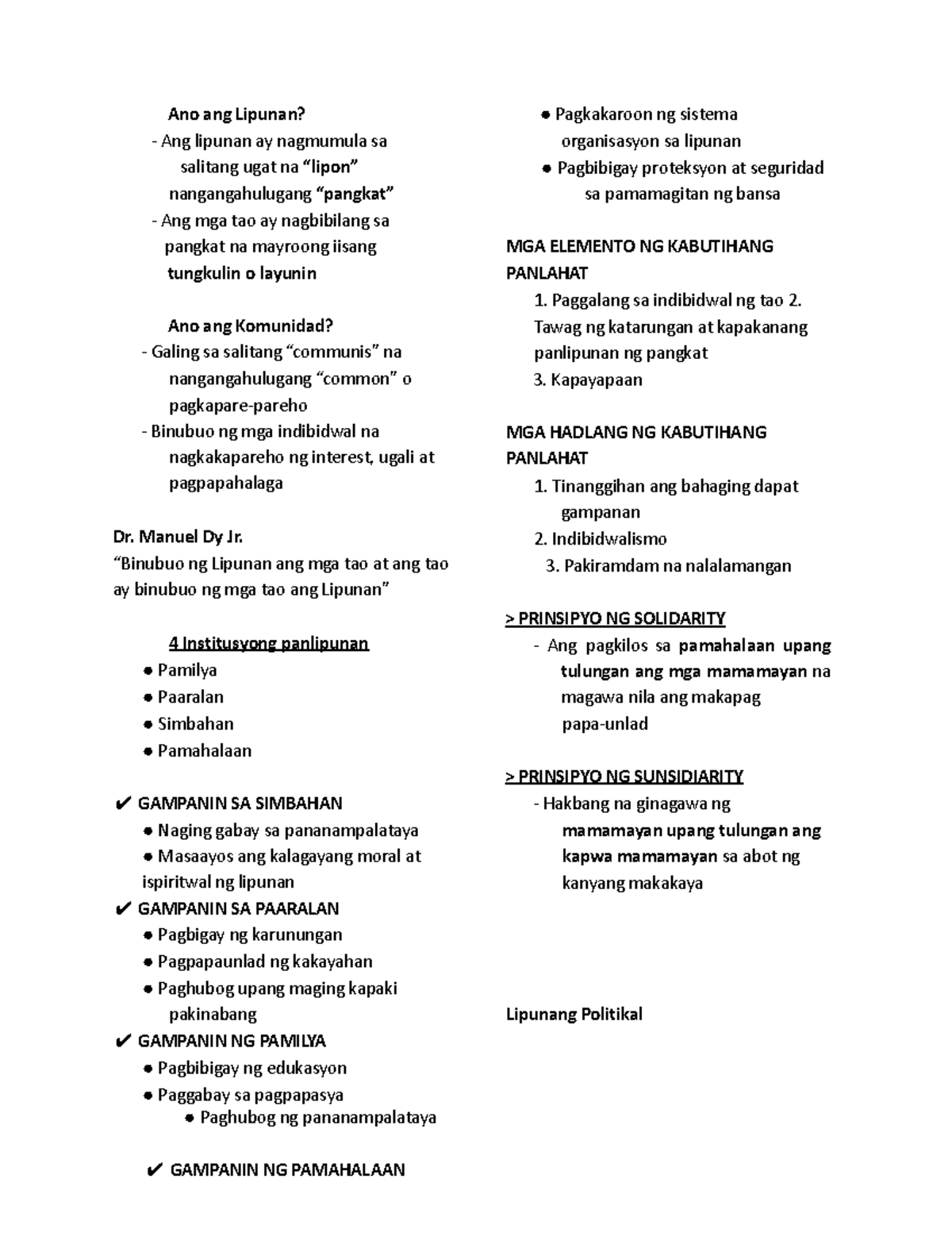 ESP- Reviewer- Grade 9 Q1 - Ano ang Lipunan? Ang lipunan ay nagmumula ...