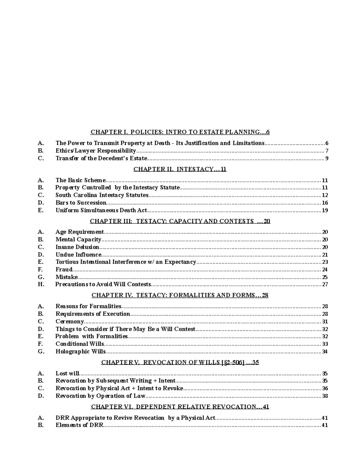 Wills, Trusts, And Estates Notes - CHAPTER I. POLICIES: INTRO TO ESTATE ...