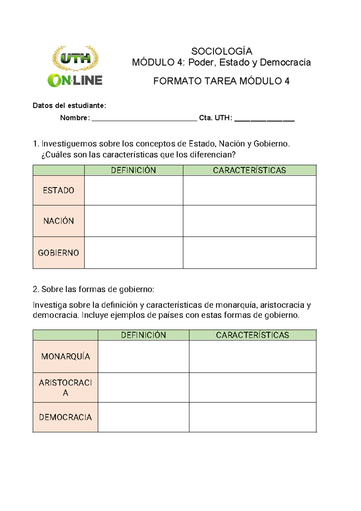 Formato+ Tarea+ Modulo+4 - SOCIOLOGÍA MÓDULO 4: Poder, Estado y ...