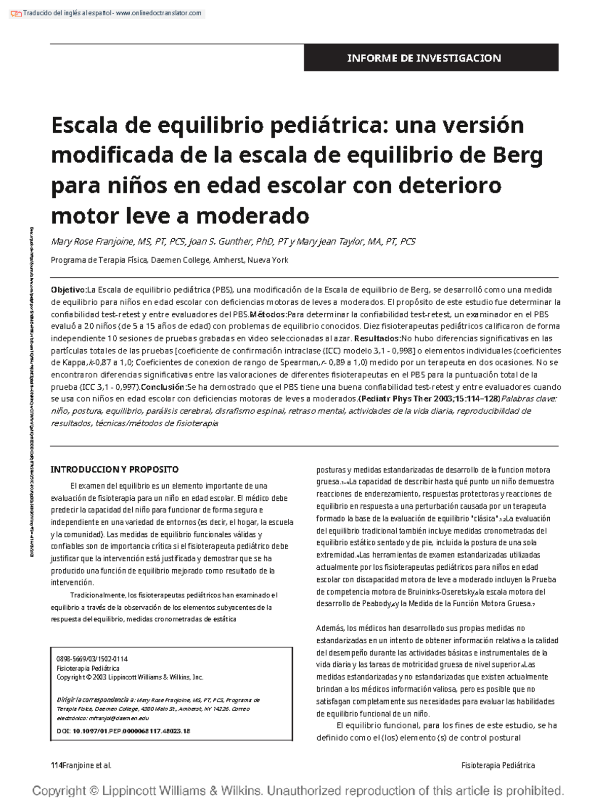 Pediatric Balance Scale A Modified Version of the.6 ...