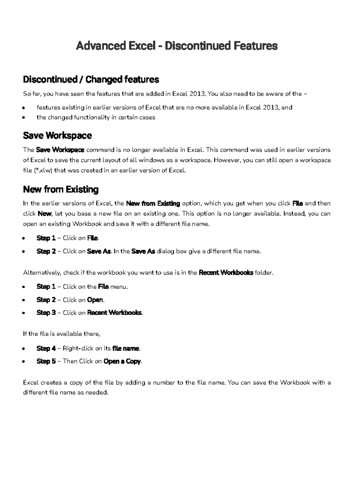 Advanced Excel 1 You Also Need To Be Aware Of The Features Existing