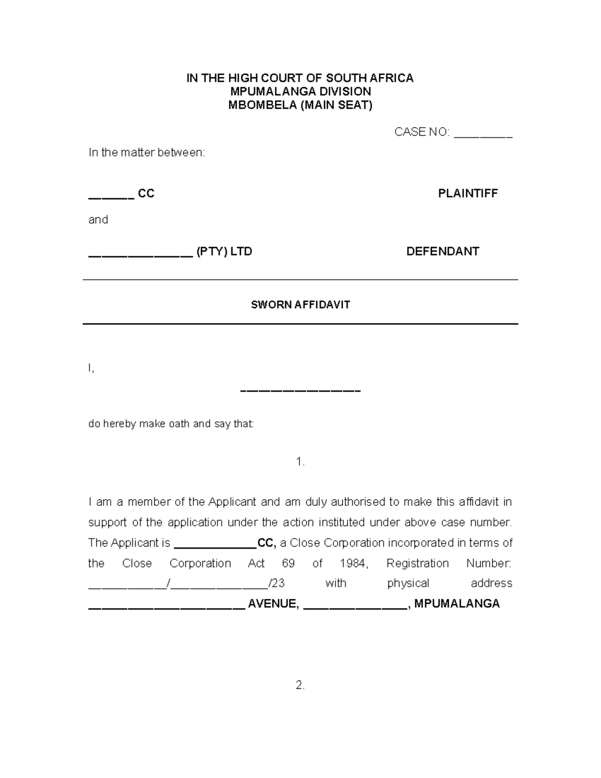 LOST Document OR NOT AN Original Document - IN THE HIGH COURT OF SOUTH ...