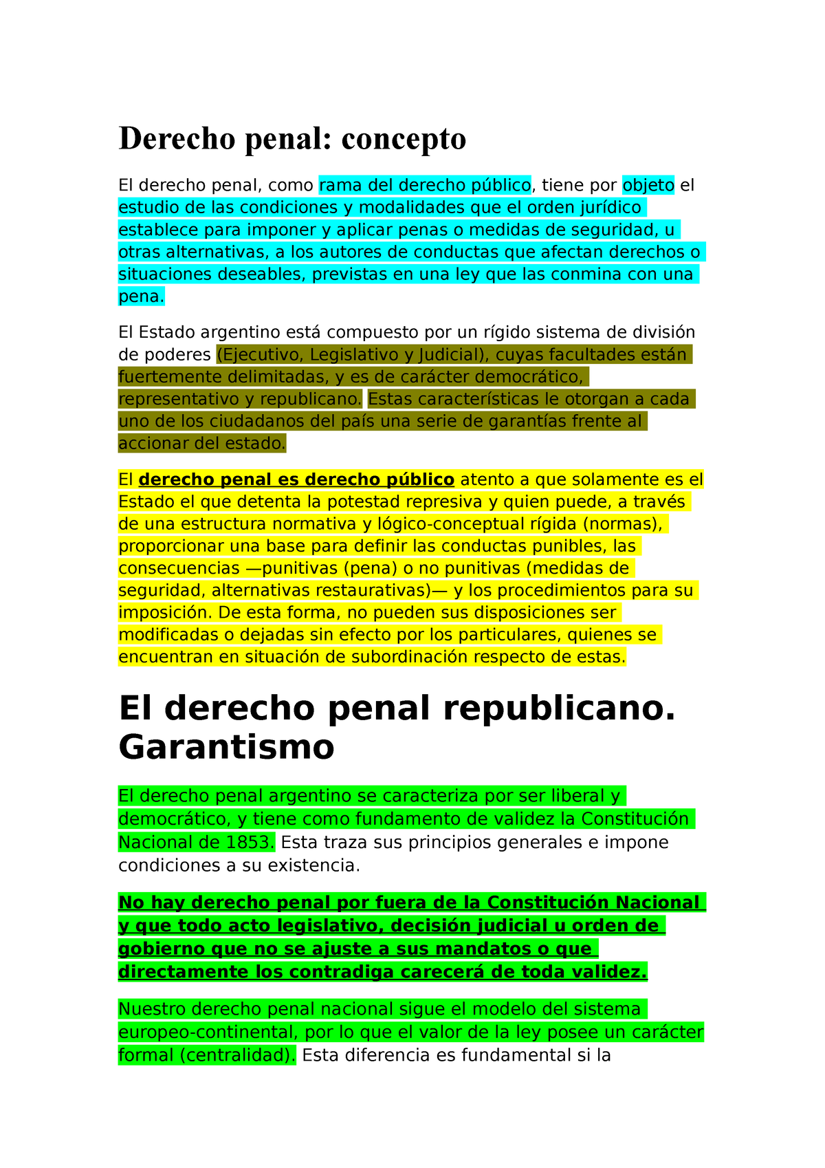 Resumen Derecho Penal - Derecho Penal: Concepto El Derecho Penal, Como ...