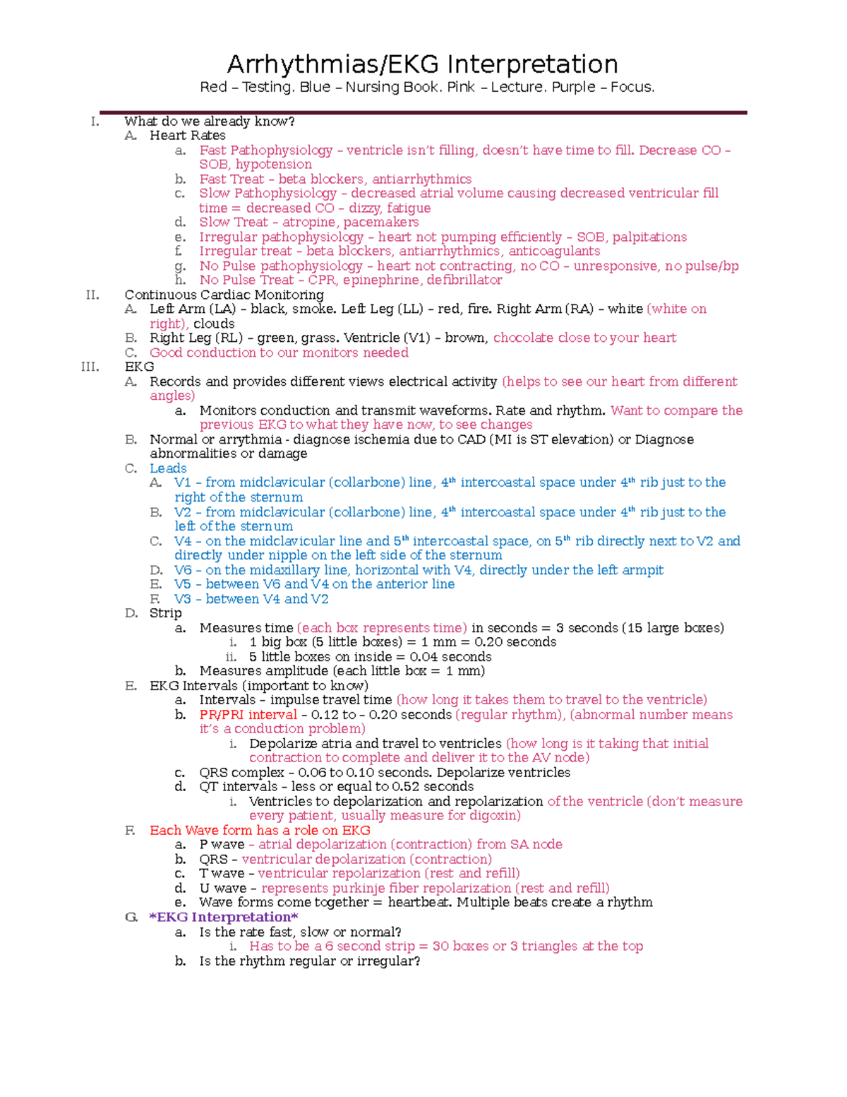 Arrhythmias:EKG - Lecture Notes and Book Notes - NSG 213 - Studocu