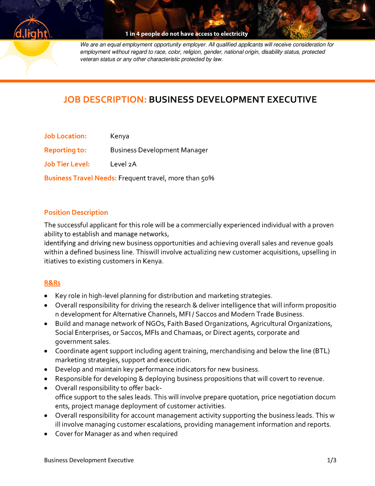 Job Advert Business Development Executive - We Are An Equal Employment 