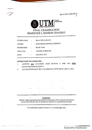 SEAA 3313 and SKAB 3313- Final EXAM - Q1 - SEAA 3313/SKAB 3313 1 FINAL ...