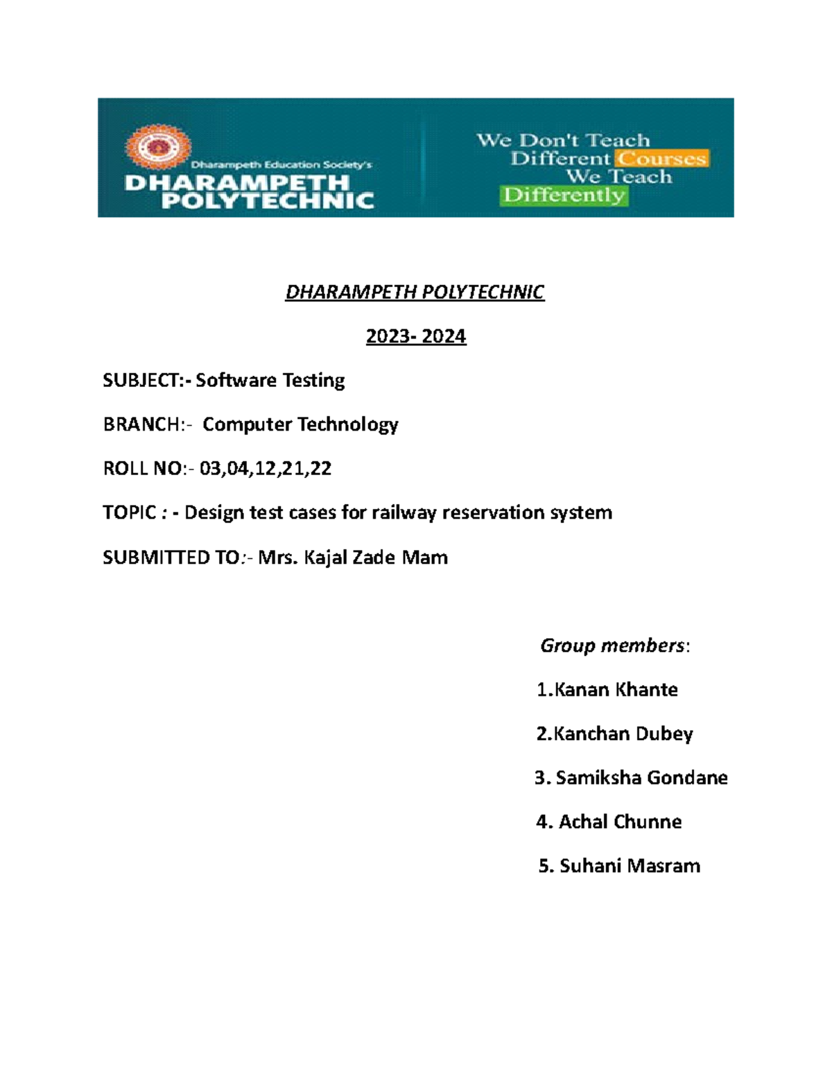 STE Microproject - DHARAMPETH POLYTECHNIC 2023- 2024 SUBJECT:- Software ...
