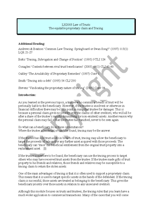 Formalities - Materials - LX2083 Law of Trusts Trust formalities ...