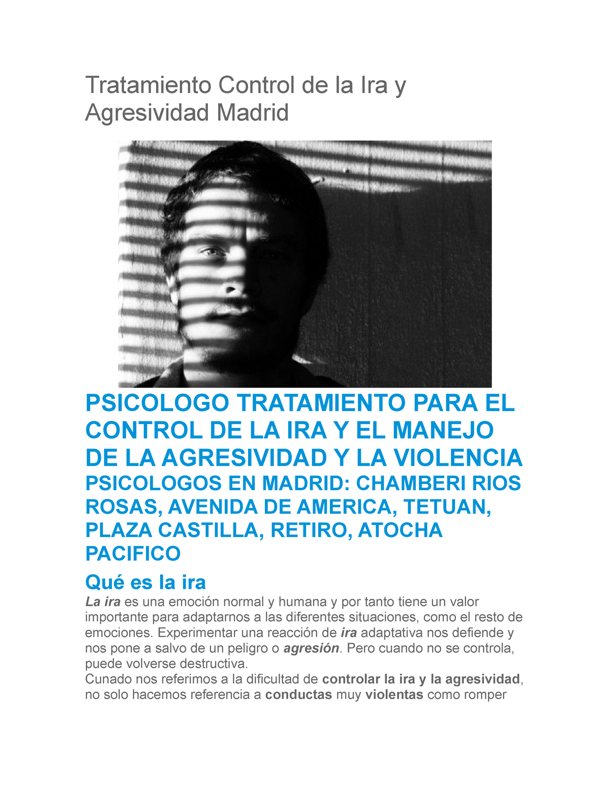 Tratamiento Control De La Ira Y Agresividad Madrid - Tratamiento ...