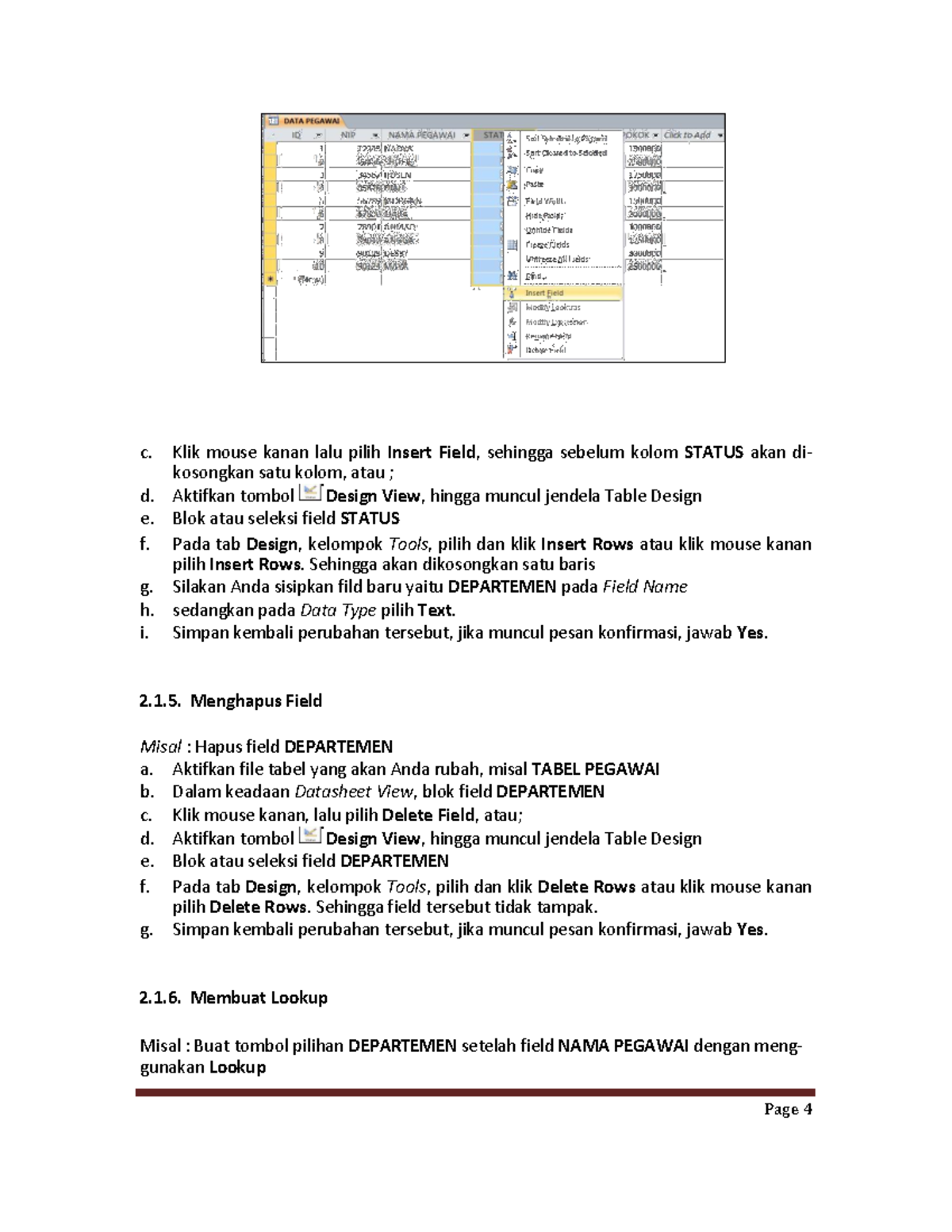 Materi Minggu 6-4 - Page 4 C. Klik Mouse Kanan Lalu Pilih Insert Field ...