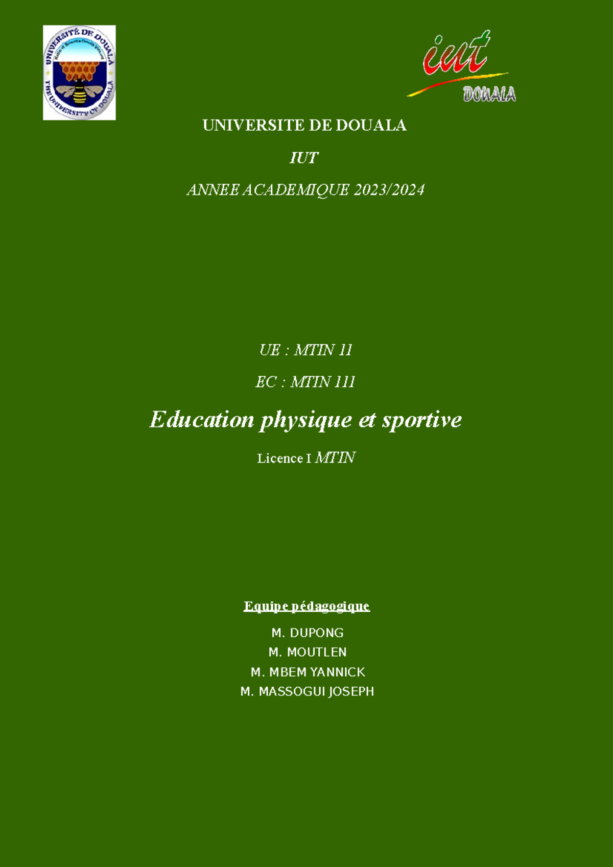MTIN 111 EPS - cour iut - PROGRAMME ENSEIGNEMENT COURS D’EPS UNIVERSITE ...