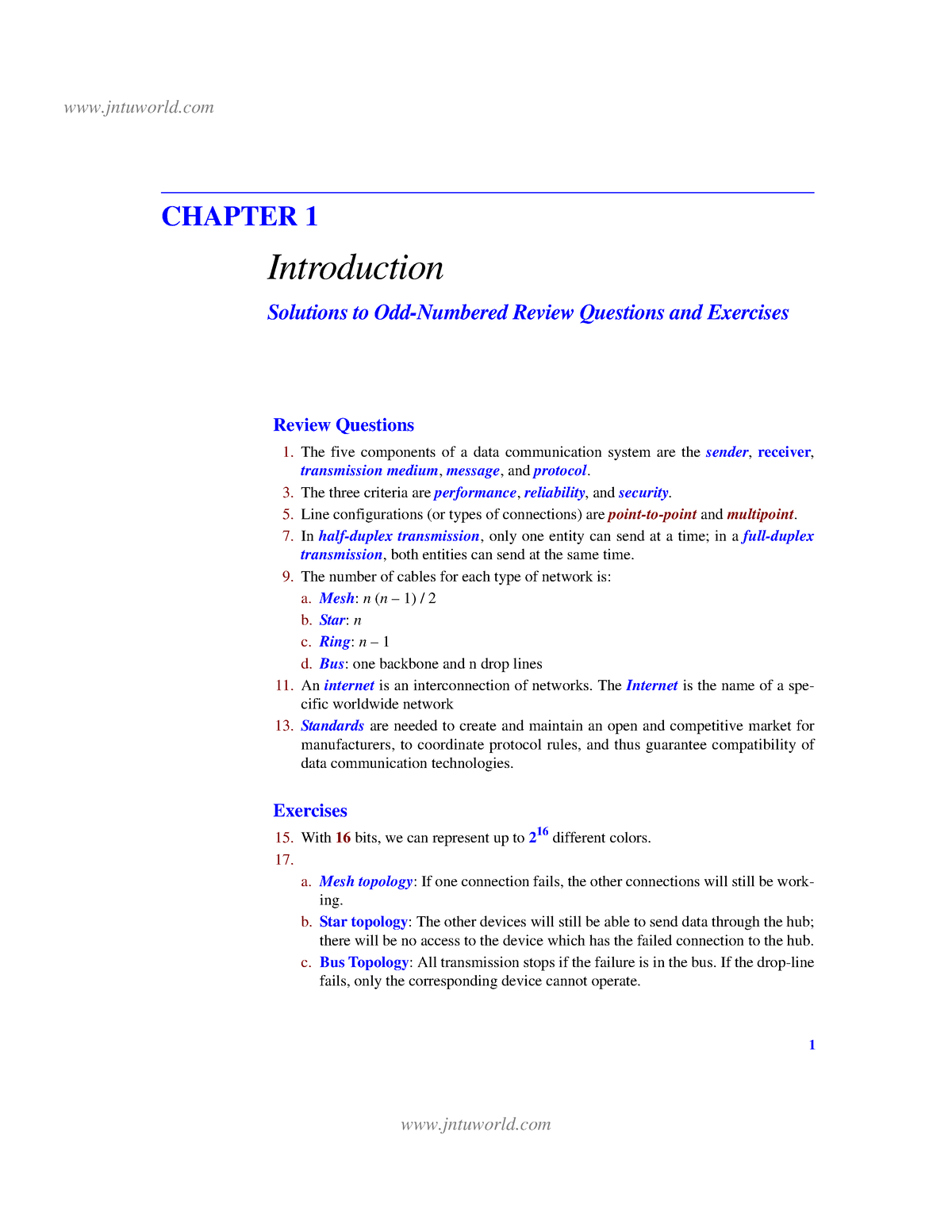 Data Communications And Networking Solution - 1 CHAPTER 1 Introduction ...