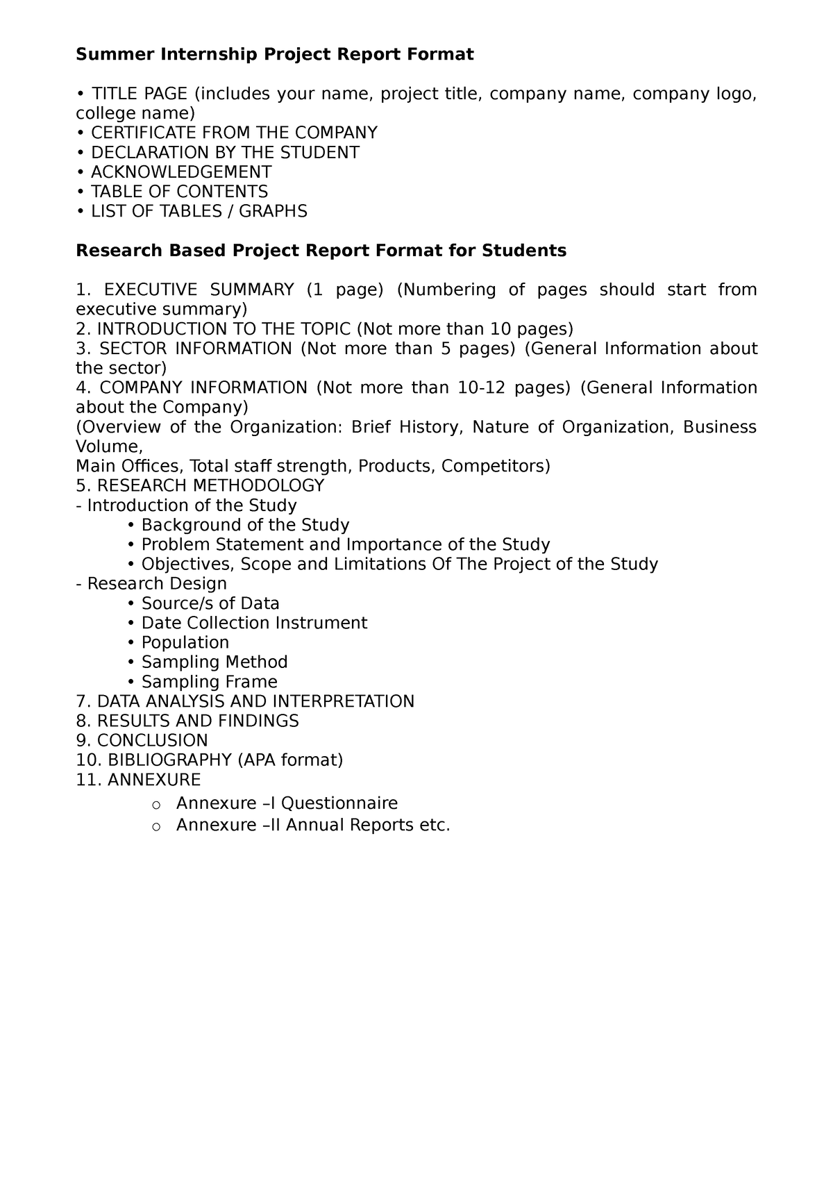 Summer Internship Project Report Format - Project Report Specifications ...