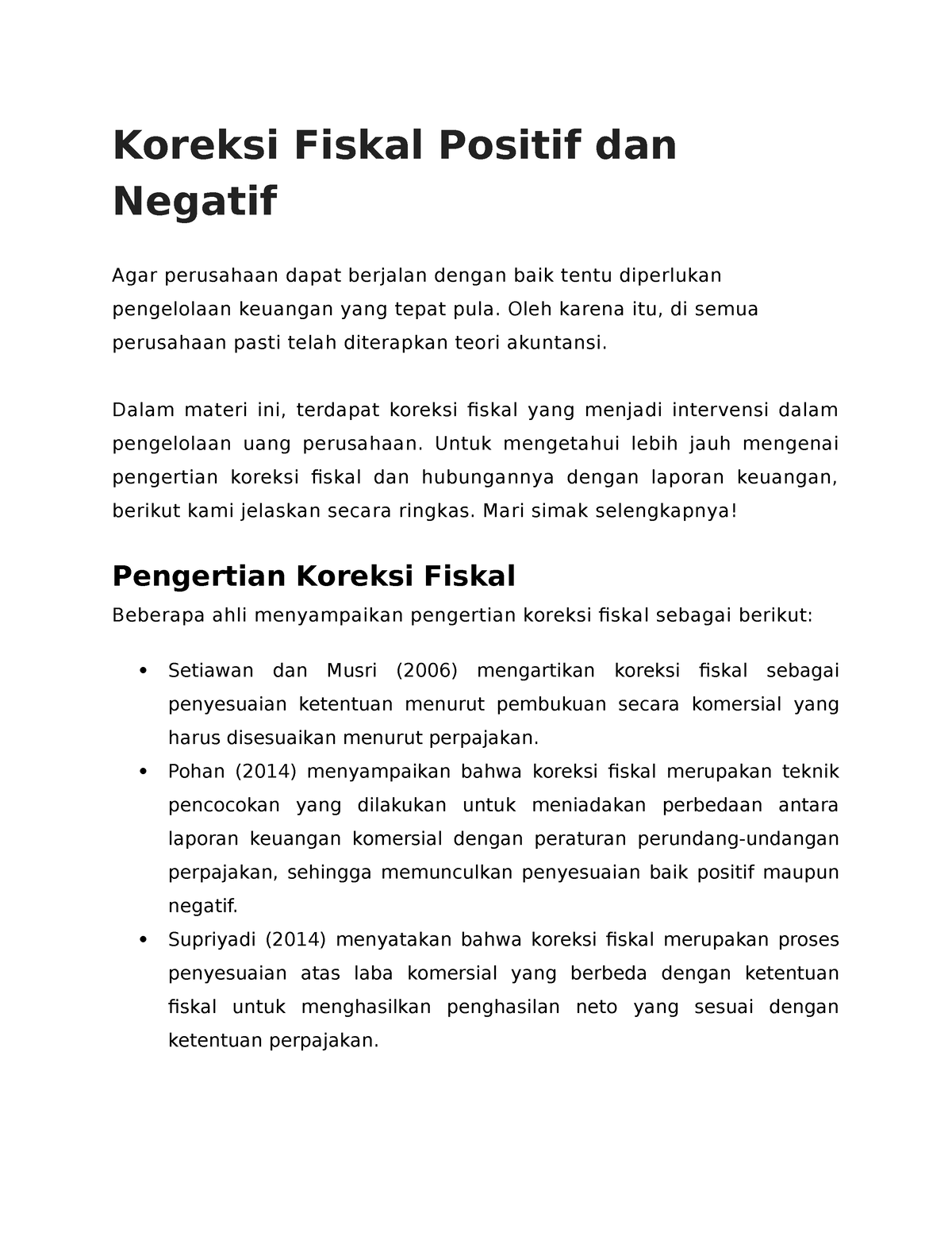 Mengenal Rekonsiliasi Koreksi Fiskal Positif Dan Nega 2896