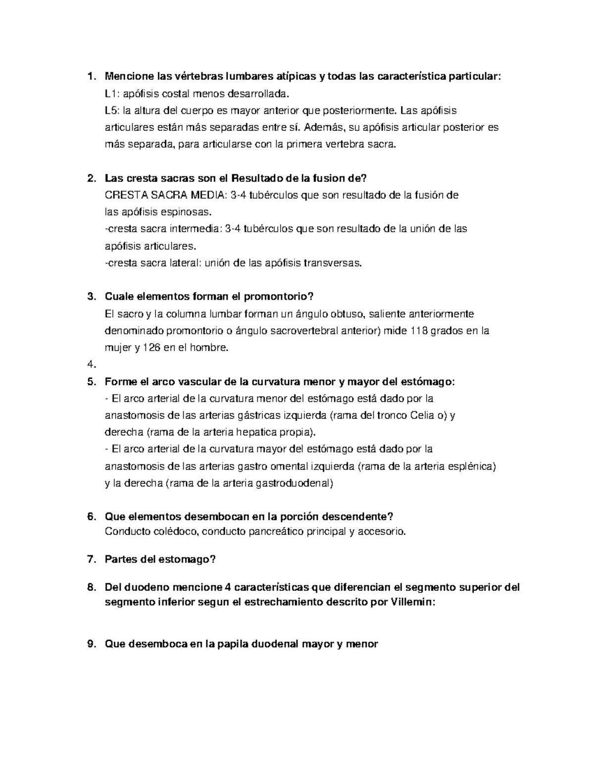 1- guia para estudiante - 1. Mencione las vértebras lumbares atípicas y ...