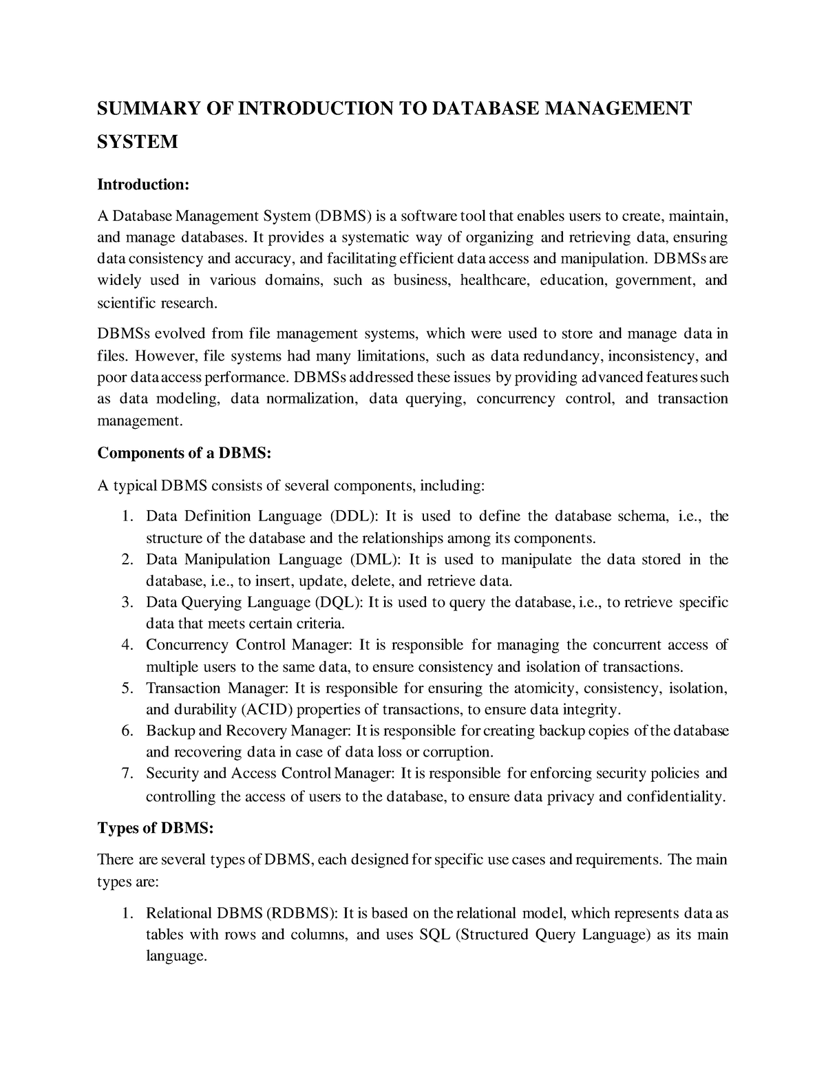 database management thesis