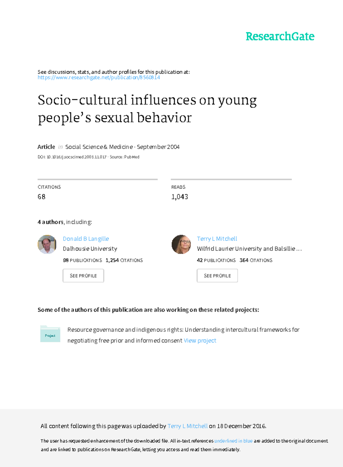 Sociocultural influences on young people See discussions, stats, and