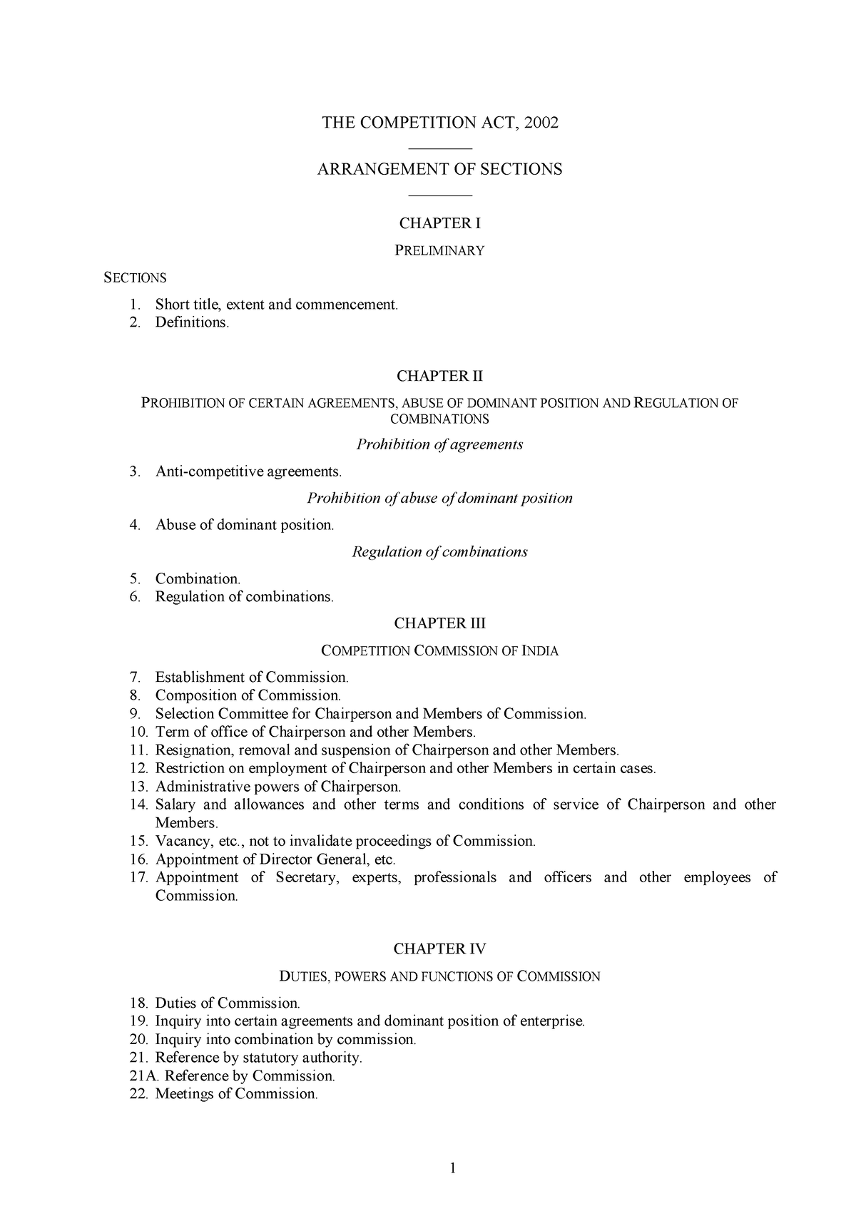 THE Competition ACT, 2002 - THE COMPETITION ACT, 2002 ...