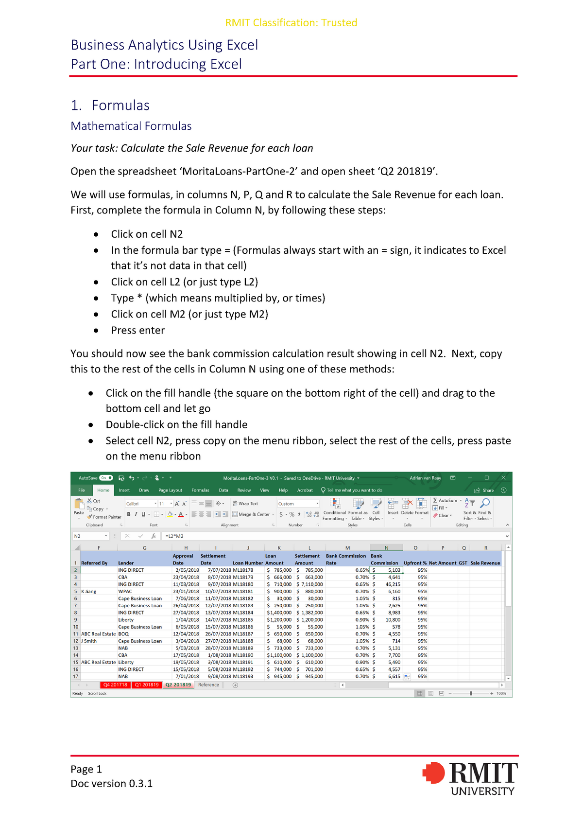 business analytics excel assignment