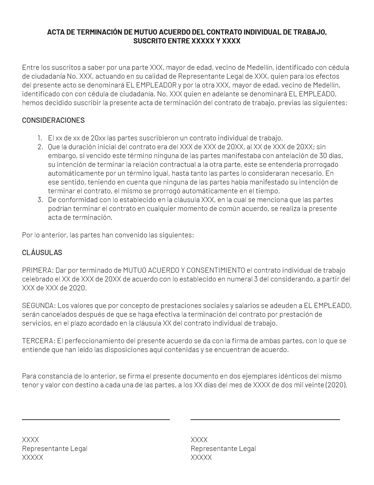 Acta De Terminacion De Mutuo Acuerdo - ACTA DE TERMINACIÓN DE MUTUO ...