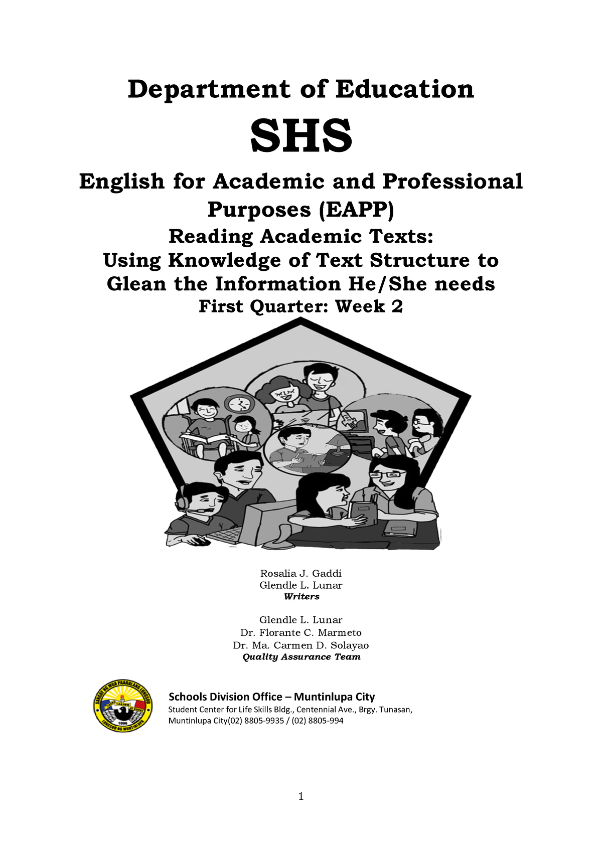 Eapp Slem Q1 W2 English Eapp Department Of Education Shs English For Academic And 2924